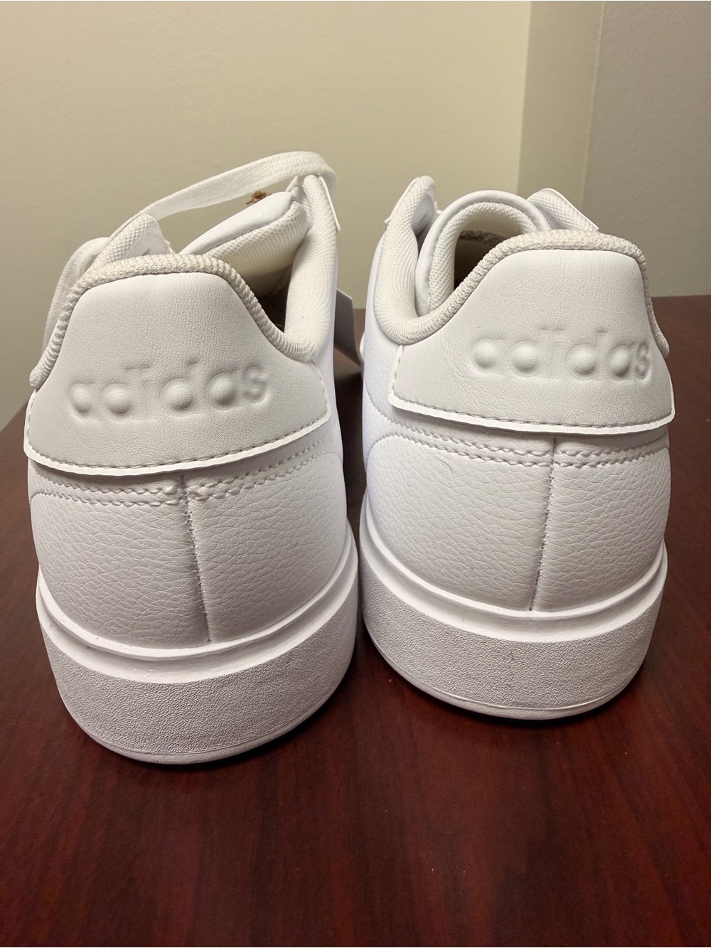 adidas Men’s White Low-Top Leather Sneakers - Picture 4 of 7